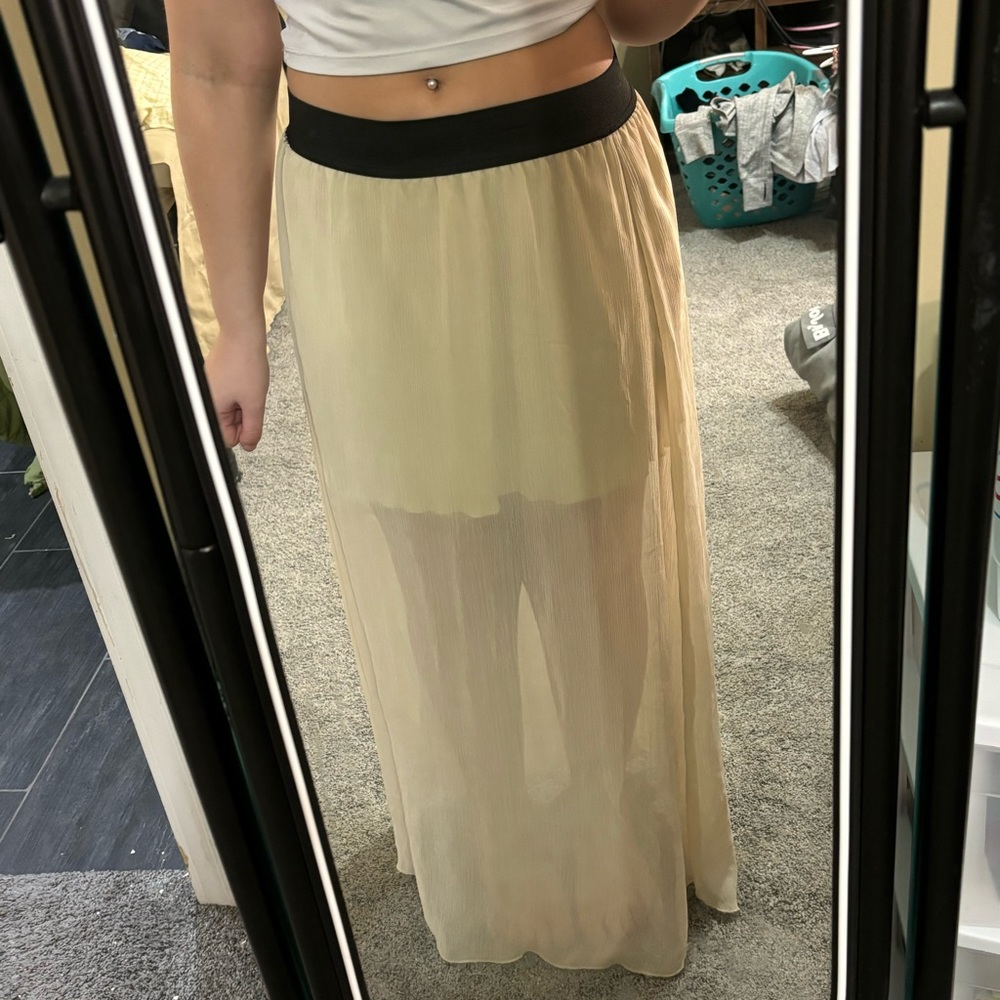 Cream see through skirt